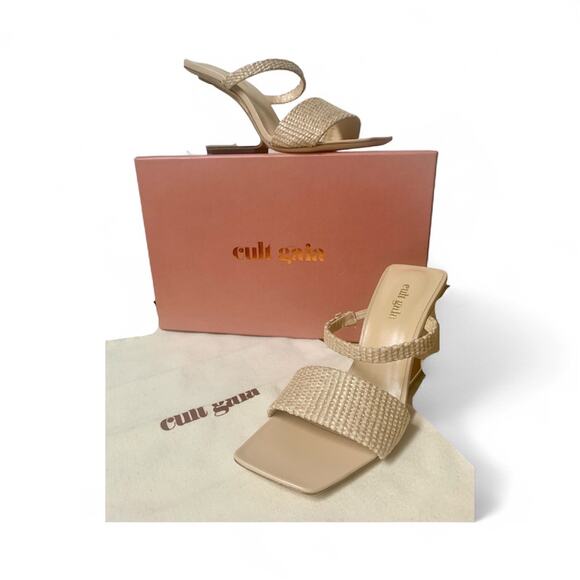 Cult Gaia Beige High Heeled Rene Sandals - Size 7.5 (37.5 EU) - Picture 1 of 8